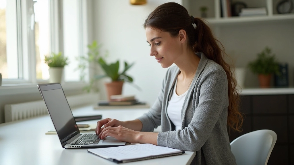 Jovem profissional estudando materiais de educação financeira em espaço de trabalho moderno